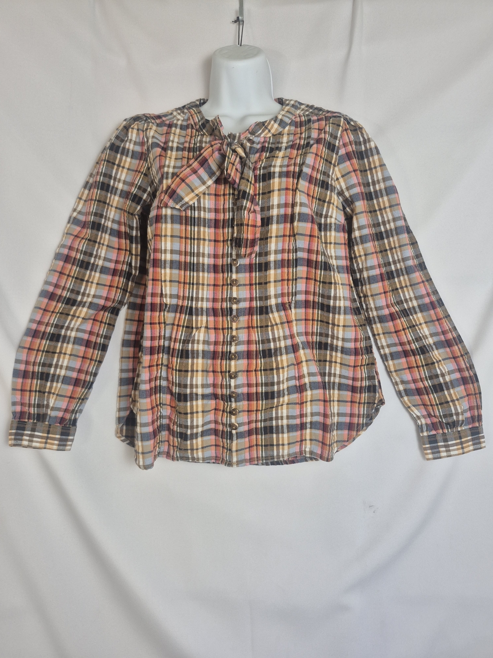 Pilcro Antrhopologie Women's Plaid Long Sleeve Button-down Shirt Sz XS